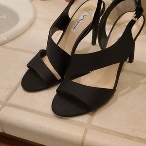 Leather & Satin Strappy Evening Sandals